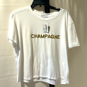 White t shirt “champagne” never worn new with tags